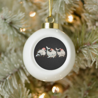 Boule En Céramique Baleines Chapeau de Père Noël Lumières de Noël Noë