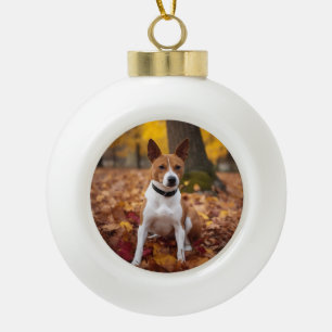Boule En Céramique Basenji en automne Feuilles automne Inspiration