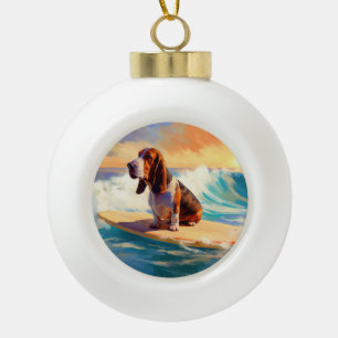 Boule En Céramique Basset Hound Beach Surf Peinture