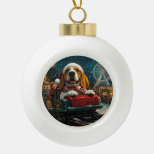 Boule En Céramique Basset Hound Montagnes Russes Noël