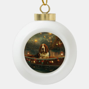 Boule En Céramique Basset Hound Noël Festive Voyage