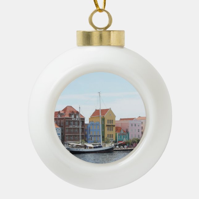 Boule En Céramique Bateau à voile à Willemstad (Devant)