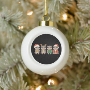 Boule En Céramique Bébé Hippopotame Moo Deng Noël