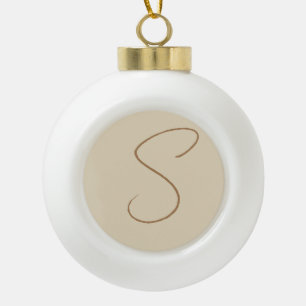 Boule En Céramique Beige Classic manuscrit Monogramme initial