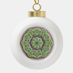 Boule En Céramique Belle mandala de style chinois vert et violet