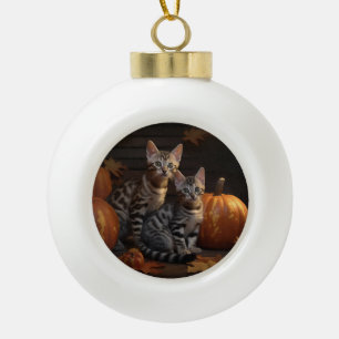 Boule En Céramique Bengal Kitten Automne Citrouille de plaisir