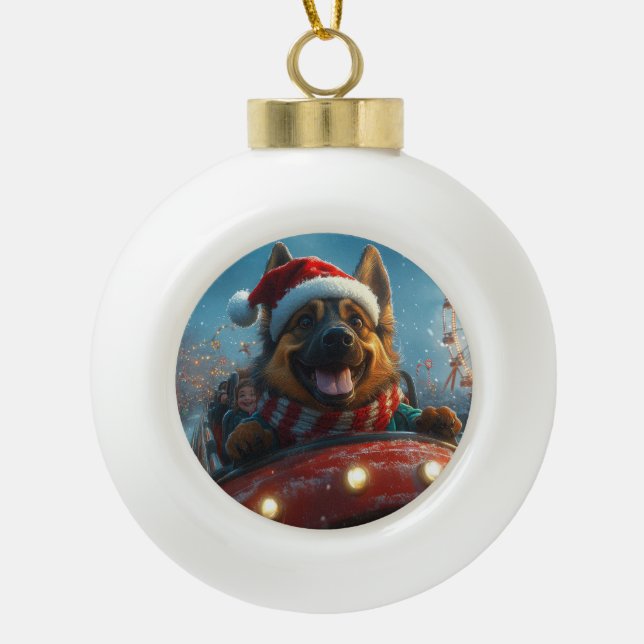 Boule En Céramique Berger belge Roller Dessous de verre Noël (Devant)