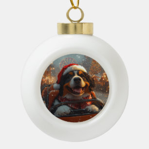 Boule En Céramique Bernese Mountain Dog Montagnes Russes Noël 