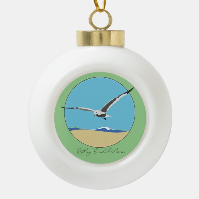 Boule En Céramique Bethany Beach, Delaware Sea Gull survolant la plag (Devant)