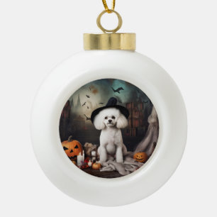 Boule En Céramique Bichon Frise Citrouilles Halloween effrayant
