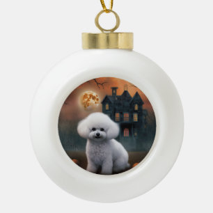 Boule En Céramique Bichon frisé Halloween Épouvantable