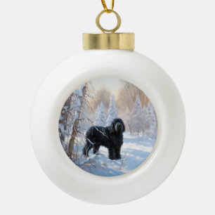 Boule En Céramique Black Russian Terrier Laisser neiger Noël