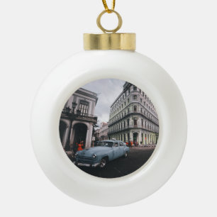 Boule En Céramique Bleu Classic Vintage Car Cityscape