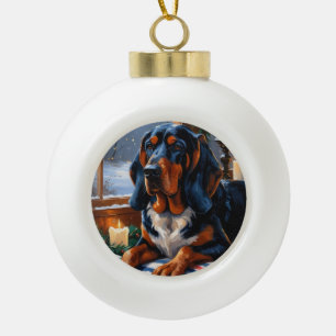 Boule En Céramique Bluetick Coonhound avec lumières de Noël vacances