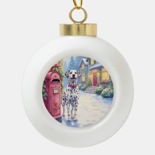 Boule En Céramique Boîte aux lettres festive dalmate Noël Art