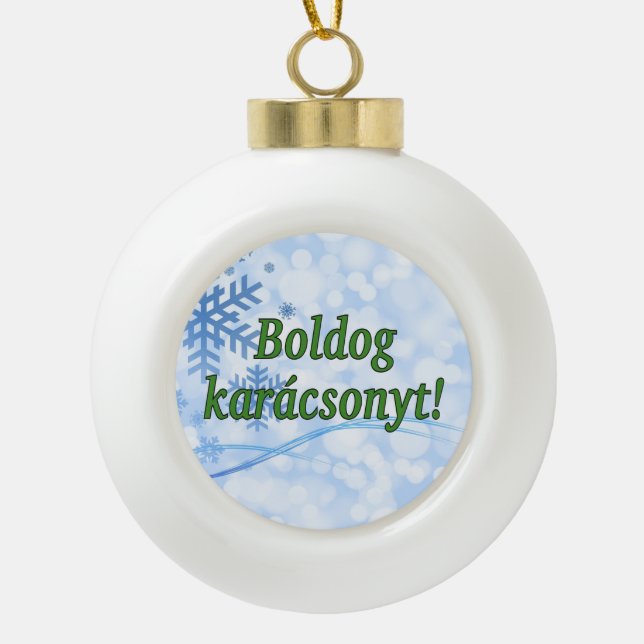 Boule En Céramique Boldog karácsonyt ! Joyeux Noël en hongrois gf (Devant)