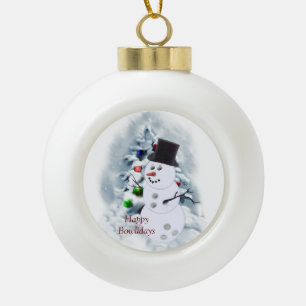 Boule En Céramique Bon Bowlidays Snowman