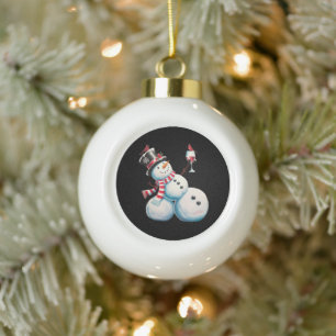 Boule En Céramique Bonhomme de neige avec vin Noël Cadeau de Noël drô