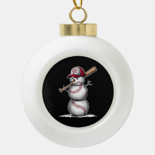 Boule En Céramique Bonhomme de neige de baseball Boules Neige Noël Xm