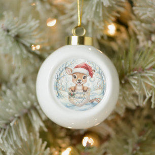 Boule En Céramique Bonne année 2027 avec le cerf de Noël