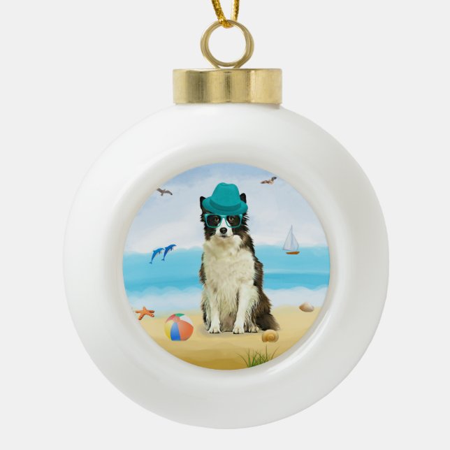 Boule En Céramique Bordure Collie Chien (Devant)