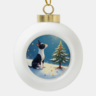 Boule En Céramique Boston Terrier Midnight Star-Gazing Noël