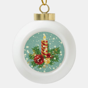 Boule En Céramique Bougie De Noël Et Étincelles