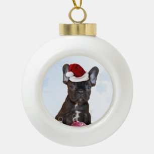 Boule En Céramique Bouledogue français de Noël