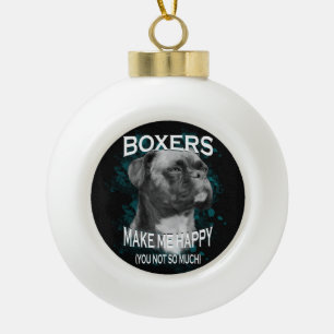 Boule En Céramique Boxer Chien Amoureux des animaux Texte d'art
