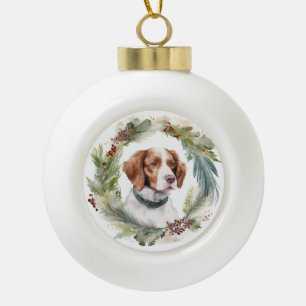 Boule En Céramique Bretagne Espagnol Noël Wreath Festive Pup