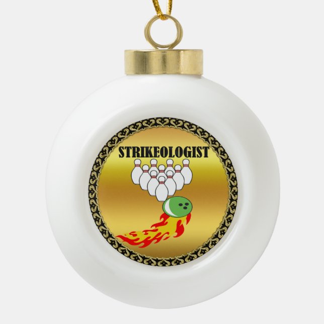 Boule En Céramique Broches de quilles et boule avec le mot STRIKEOLOG (Devant)