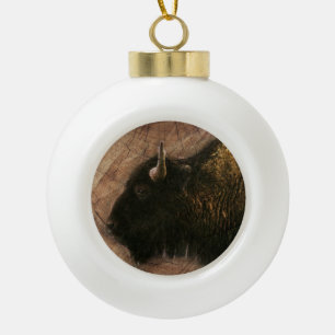 Boule En Céramique Buffalo de bison de bois