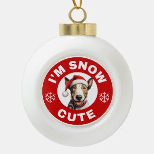 Boule En Céramique Bull Terrier Je suis Snow Cute