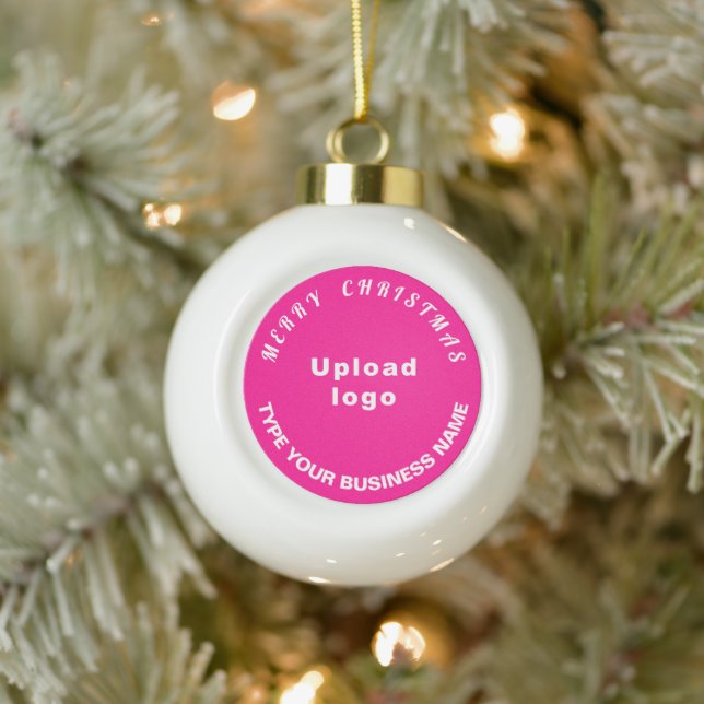 Boule En Céramique Business Noël rose sur blanc (Arbre)
