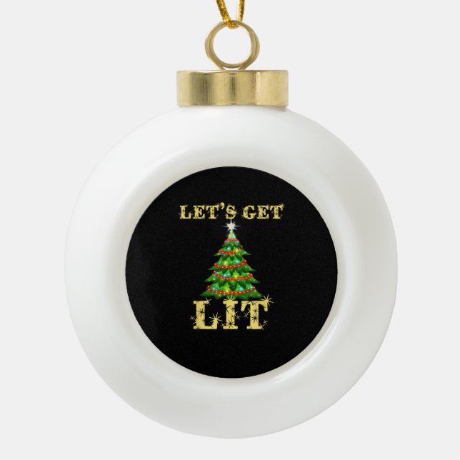 Boule En Céramique Buvons Lit Boire Drôle Noël (Devant)