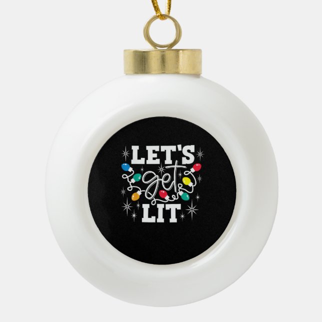Boule En Céramique Buvons Lit Feu de Noël du Père Noël (Devant)