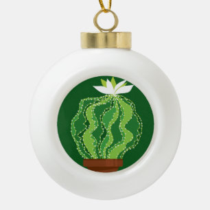 Boule En Céramique Cactus vert : motif abstrait naturel.