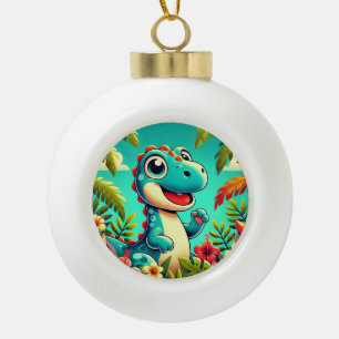 Boule En Céramique Cadeau de Souvenir de Noël pour Enfants Dinosaure 