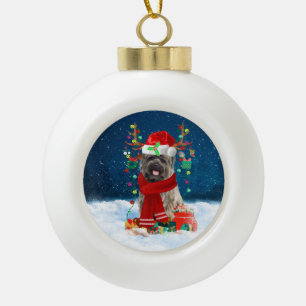 Boule En Céramique Cairn Terrier chien avec cadeaux de Noël