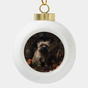 Boule En Céramique Cairn Terrier Citrouilles Halloween effroi