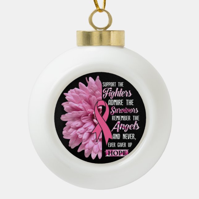 Boule En Céramique Cancer Du Sein Soutien Les Combattants Cadeau Pour (Devant)