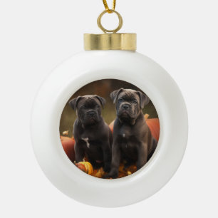 Boule En Céramique Cane Corso Chiot Automne Citrouille de plaisir