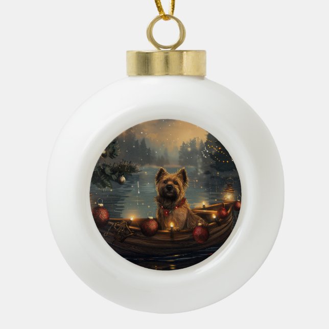 Boule En Céramique Cane Corso Noël Festive Voyage (Devant)