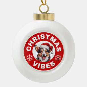 Boule En Céramique Cardigan Welsh Corgi Vibes de Noël