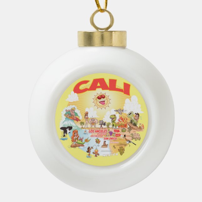 Boule En Céramique Caricature de Californie du Sud (Devant)