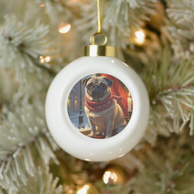 Boule En Céramique Carlin avec les lumières de Noël (Arbre)