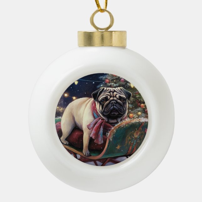 Boule En Céramique Carlin Noël Festive Saison (Devant)