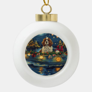 Boule En Céramique Cavalier King Charles Croisière de Noël Festive