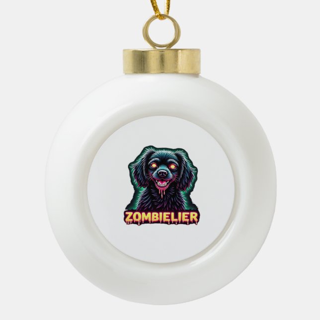 Boule En Céramique Cavalier King Charles Spaniel CKCS Zombie Dog Hall (Devant)