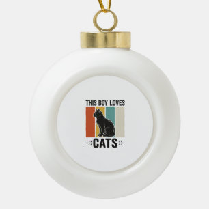 Boule En Céramique Ce garçon aime les chats Design Rétro pour amateur